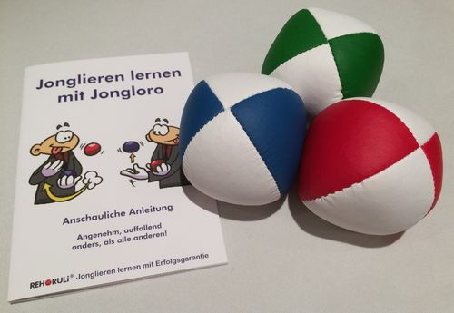 Jonglierball-Set (Größe L) (r/w, b/w, g/w) mit Anleitung in transparenter Plastikhülle